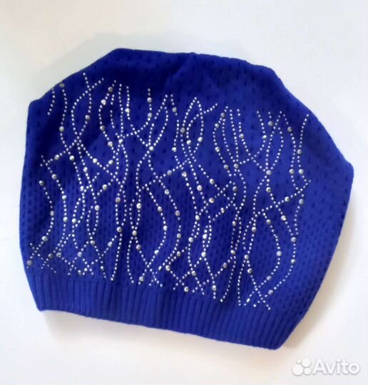 Шапка для девочки 3 розовые, белая и синяя 52 рр