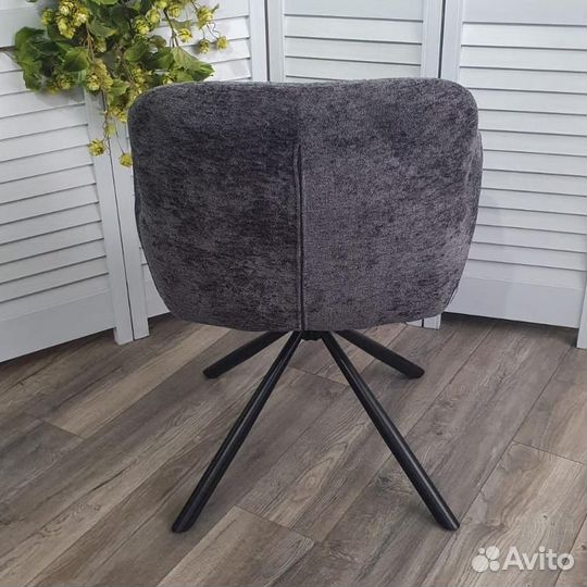 Стул Luis шенил серый, поворотно-возвратный механизм 180 градусов