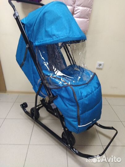 Новы санки коляска Galaxy бирюзовый