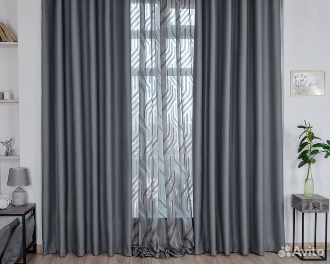 Портьеры блэкаут Амадео Серый шторы