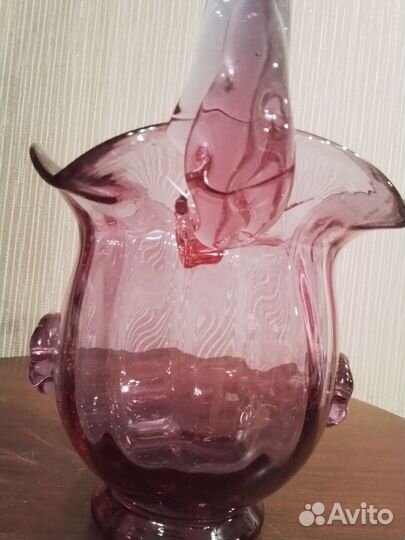 Ваза конфетница, марганцевое стекло, СССР