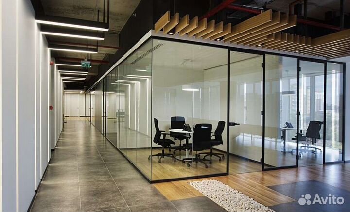 Стеклянная перегородка для зонирования