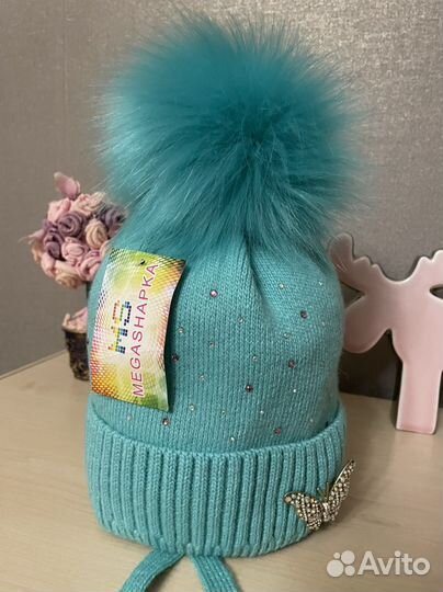 Зимние шапки на завязках для девочки