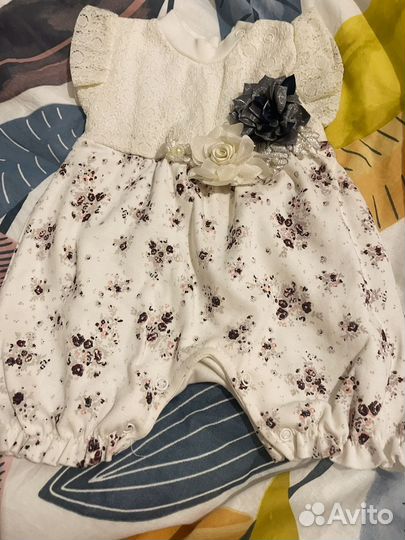 Боди платье для новорожденных 0-4 мес