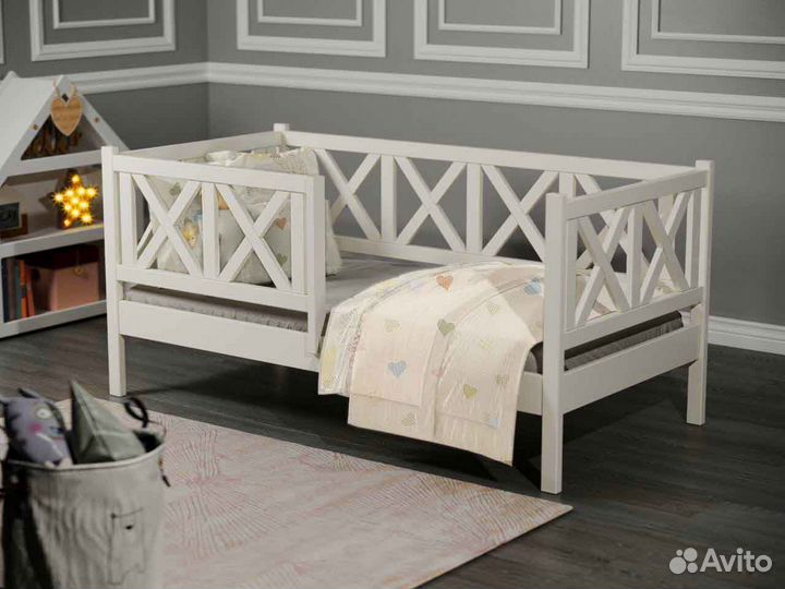 Кроватка софа берёза высокий борт от 2х лет
