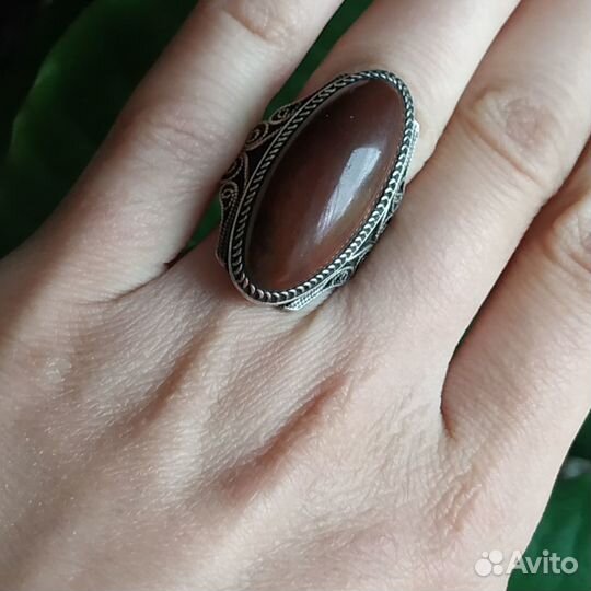 Кольцо Перстень СССР серебро 916 пробы яшма