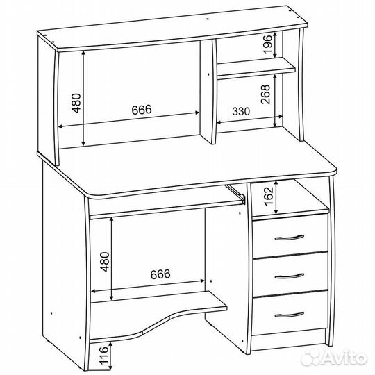 Компьютерный стол Комфорт 4 ск дуб паллада