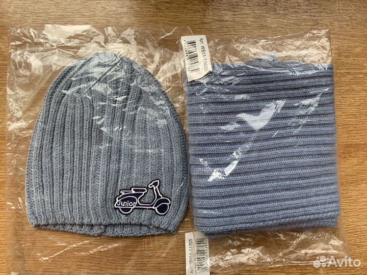 Комплект шапка и шарф, в составе меринос и ангора