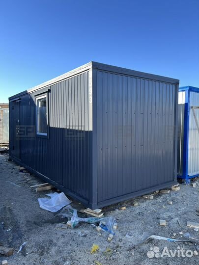 Бытовка бк-1А в вагонке и графитовом профлисте 702