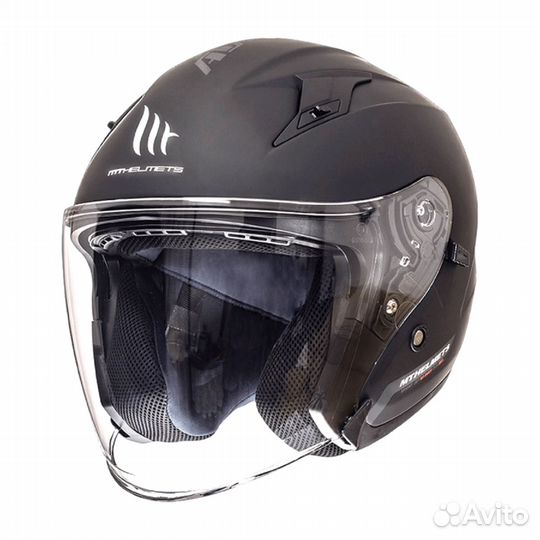 Мотошлем MT OF881SV avenue solid 3/4 черный матов