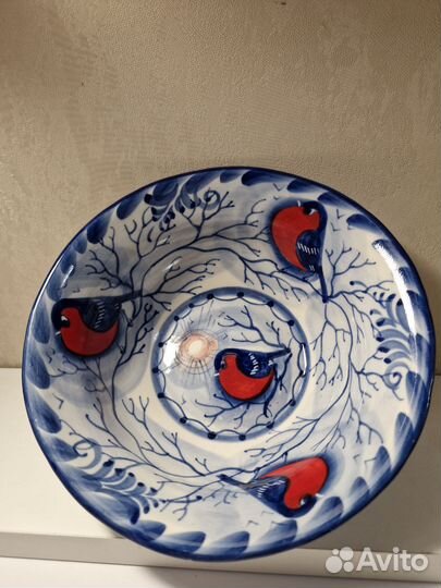 Блюдо салатник тарелка Гжель Снигери