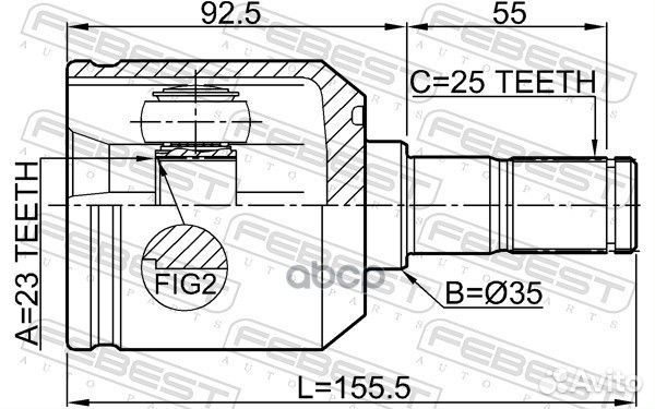 ШРУС внутренний 23X35X25 hyundai tucson 04- 121