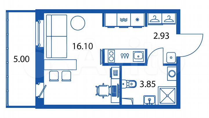 Квартира-студия, 24,7 м², 1/12 эт.
