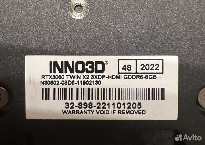 Видеокарта RTX 3060 inno3D на гарантии