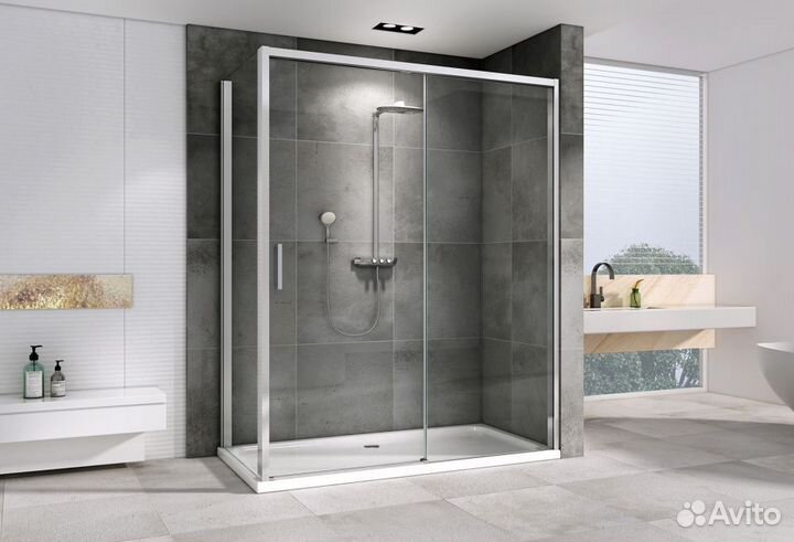 Душевой уголок 150х100, хром, стекло&nb