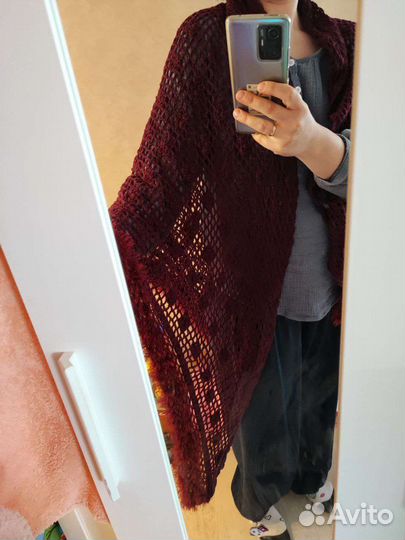 Платок шаль бордовый