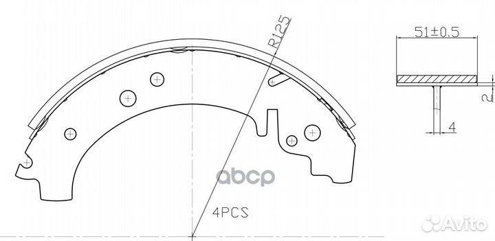 Комплект задних тормозных колодок, барабанный