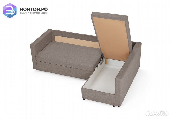 Диван угловой дельфин Мансберг лайт медово-коричне