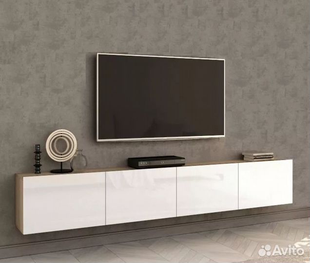 Тумба под тв Лия-3 (Дуб сонома/Белый глянец) в Нов