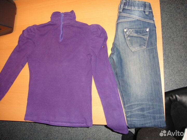 Блузка-толстовка, фирменные джинсы