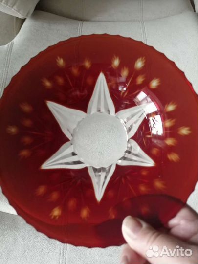 Вазочка, конфетница СССР цветное стекло