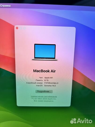 Отличный MacBook Air 13 2020 m1/8/512/120цик голд