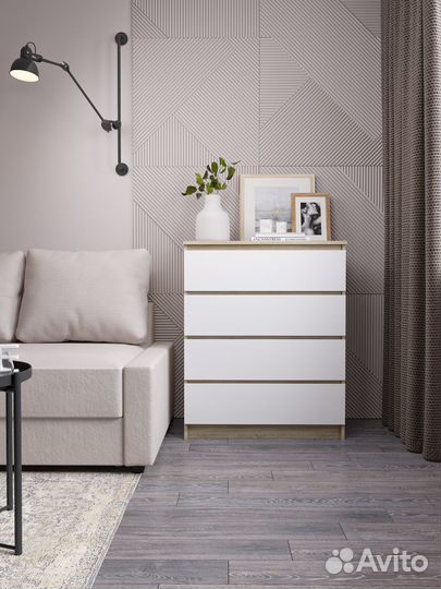 Комод Мори мк 800.4 Сонома/Белый