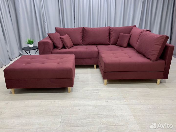 Диван угловой с пуфом