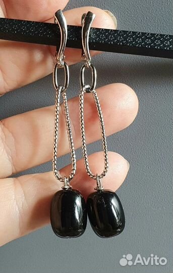 Серьги с гагатом