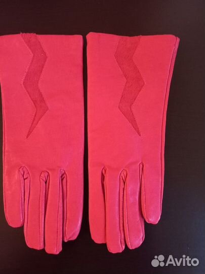 Перчатки красные из СССР,размер S,кожа
