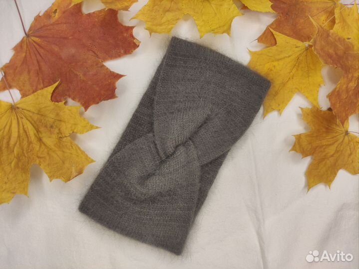 Вязаная повязка пух норки