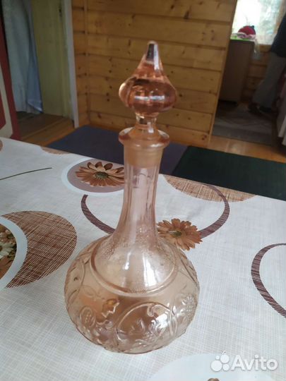 Графин цветное стекло СССР с пробкой