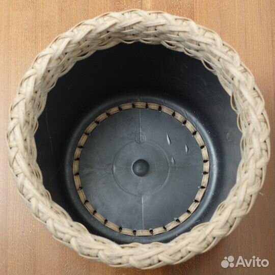 Кашпо из ротанга, 12 литров, бежево-серый меланж