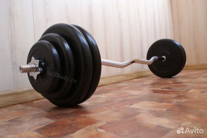 Штанга 60.1 кг (w-гриф+ блины 4x10/2x5/2x2.5 кг)