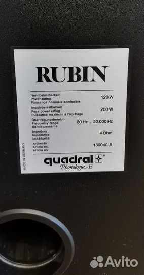 Акустика Quadral Rubin Phonologue Германия оригина