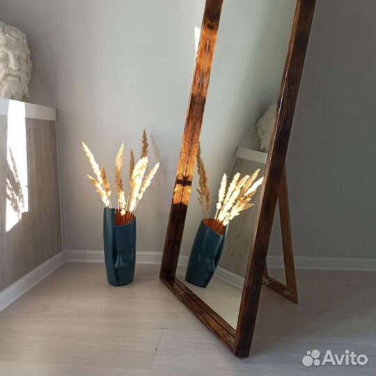 Зеркало напольное. Лофт.Зеркало из дерева в обжиге