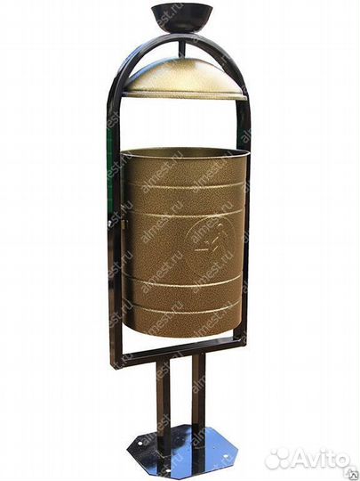 Уличные урны, круглые с козырьком, с пепельницей