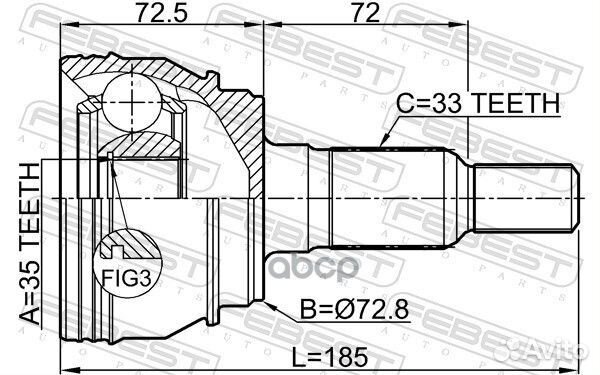 ШРУС наружный 35X72.8X33 escalade 97- 3210escii