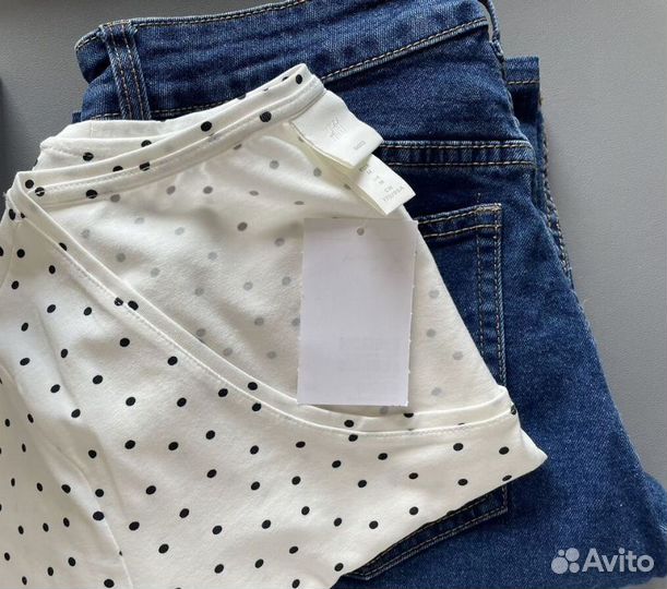 Футболка в горошек из хлопка H&M новая