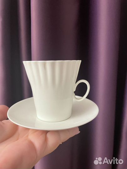 Чашка с блюдцем тонкий костяной фарфор ифз