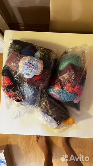Пряжа норка, пакетом, помпоны, флис, спицы