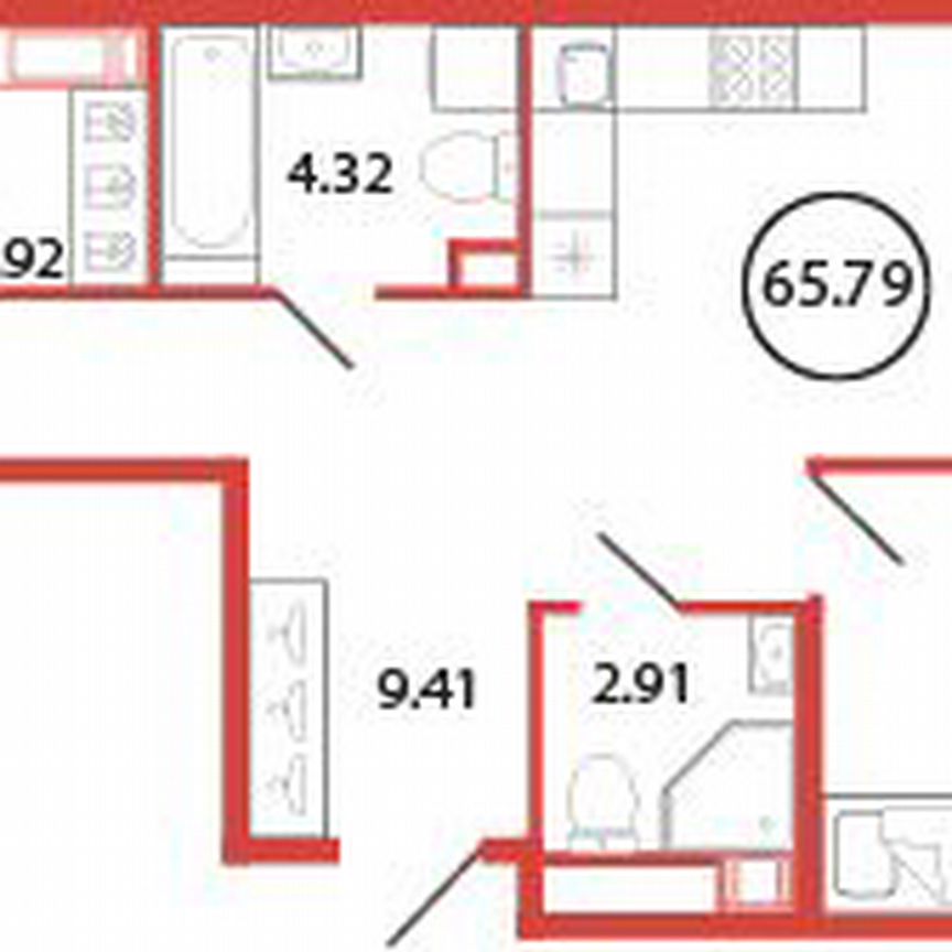 2-к. квартира, 65,8 м², 8/12 эт.