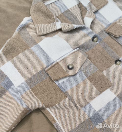 Рубашка в клетку тёплая оверсайз