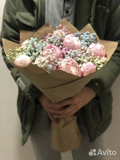 Букет Пионов, Букет роз, роза 51 шт, доставка Цвет