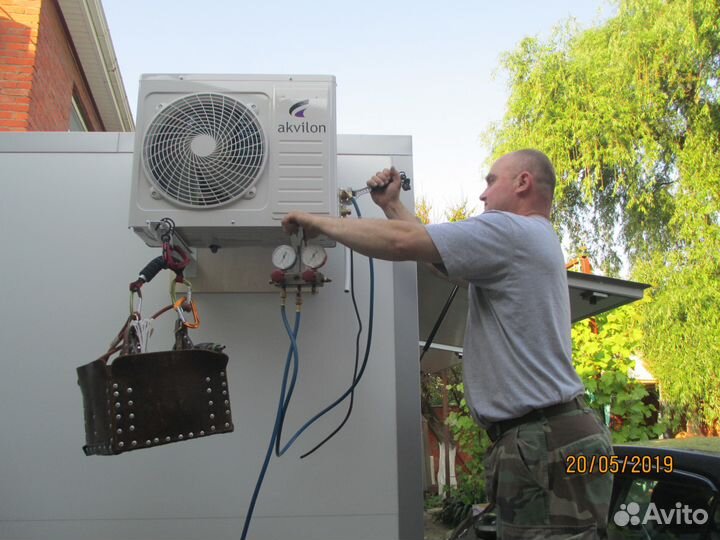 Установка сплит. Закладка трасс, ремонт, чистка