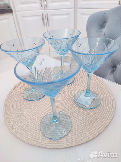 Фужеры бокалы голубые
