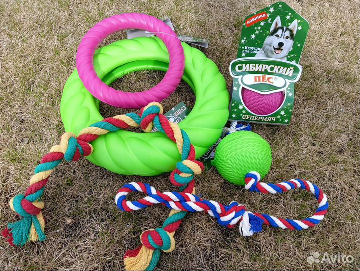 Игрушки для собак (мячик, канат, грейфер)