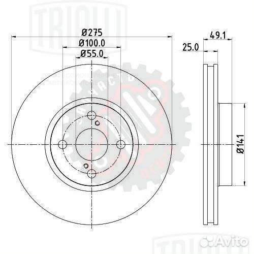 Диск тормозной передний для автомобилей Toyota Cor