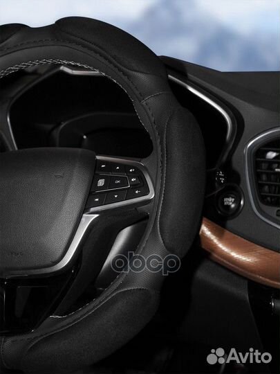 Оплетка на руль, спонжевая, черная, 38 см / M