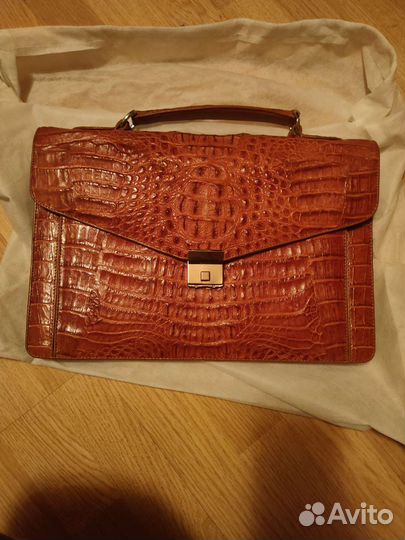 Мужской кожаный портфель, крокодил, ручная работа
